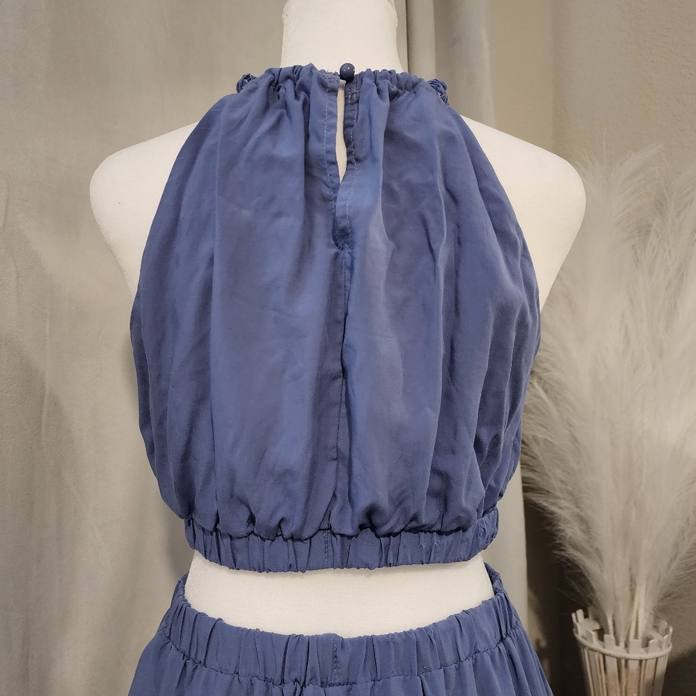 MIHOLL Dusty Blue Cutout Halter Maxi Dress - Picture 9 of 16